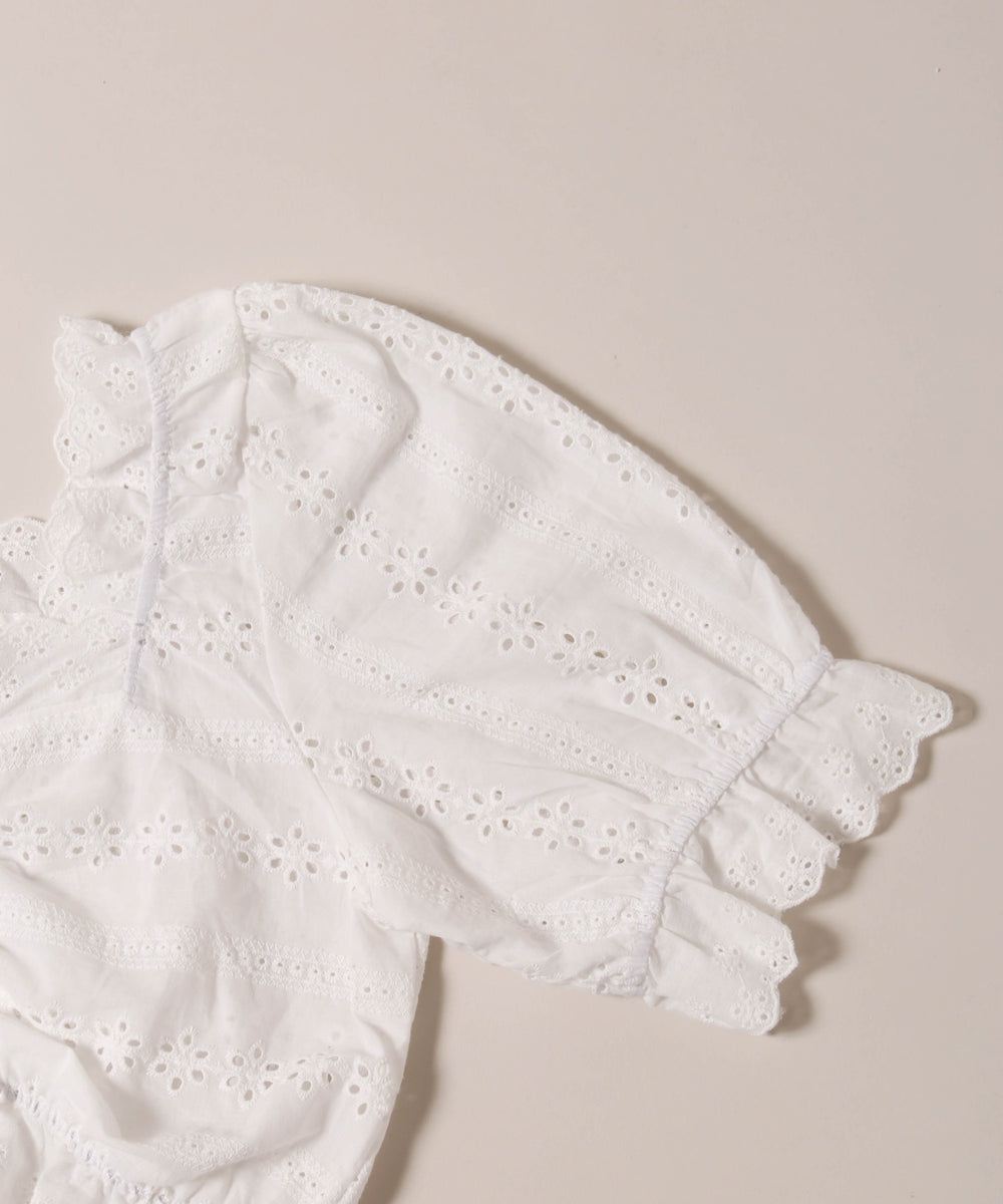コットンレース半袖ブラウス