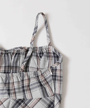 フロントリボンチェックキャミワンピース