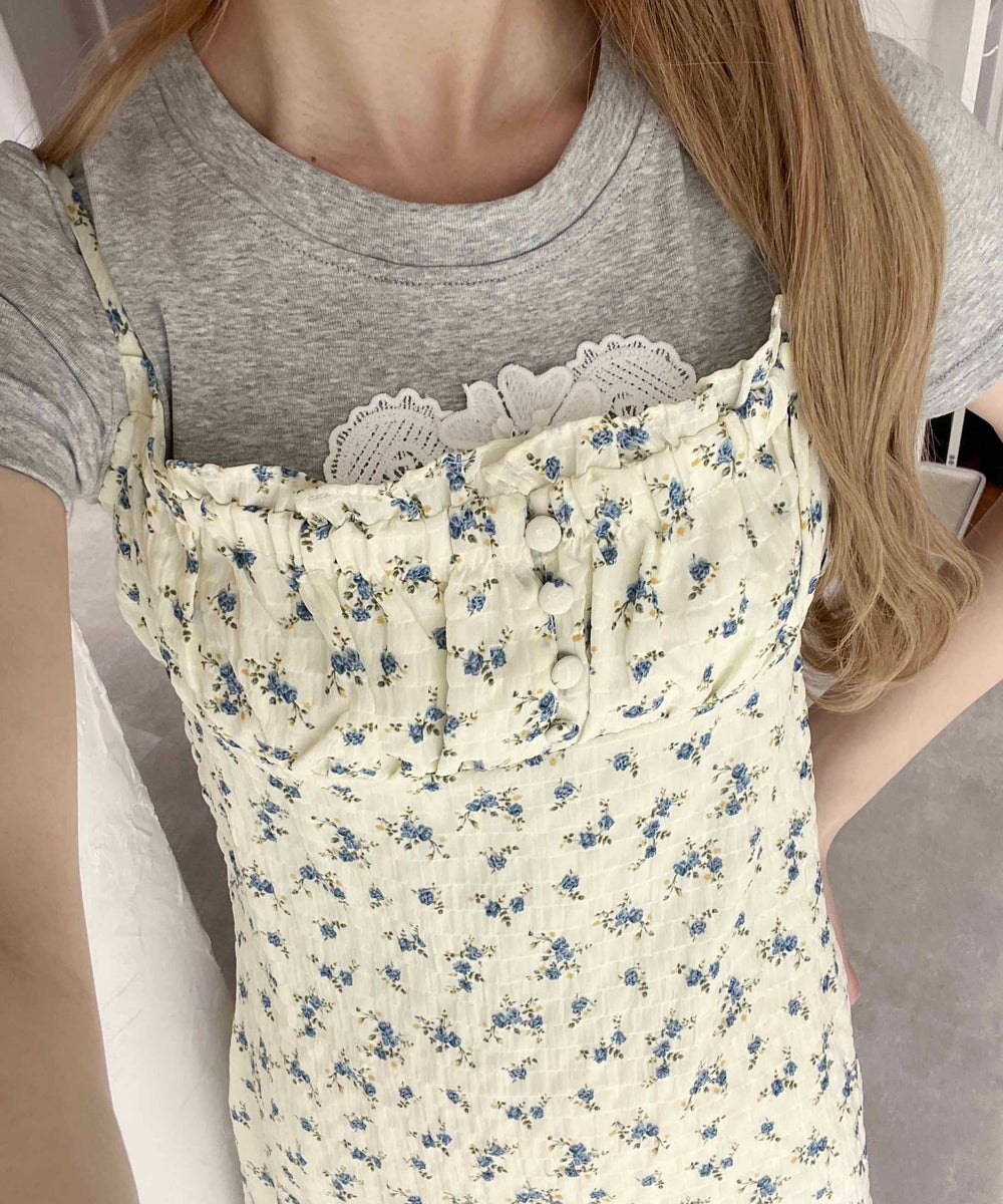 フラワーワッシャーキャミワンピース