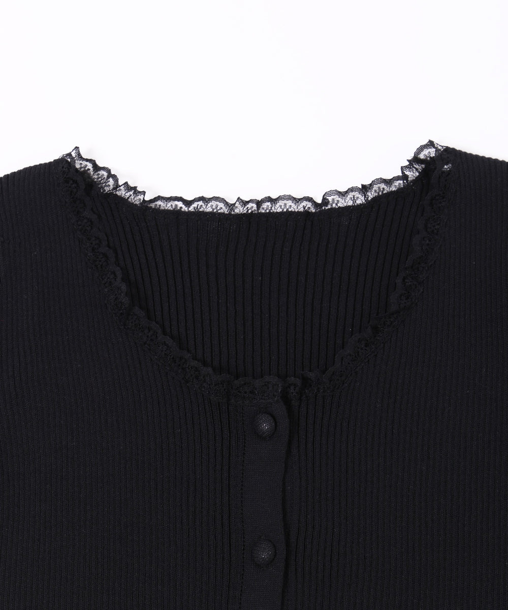レースパイピング半袖ニッカーディガン