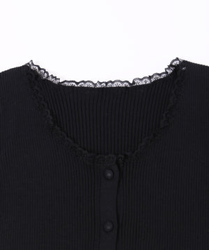 レースパイピング半袖ニッカーディガン