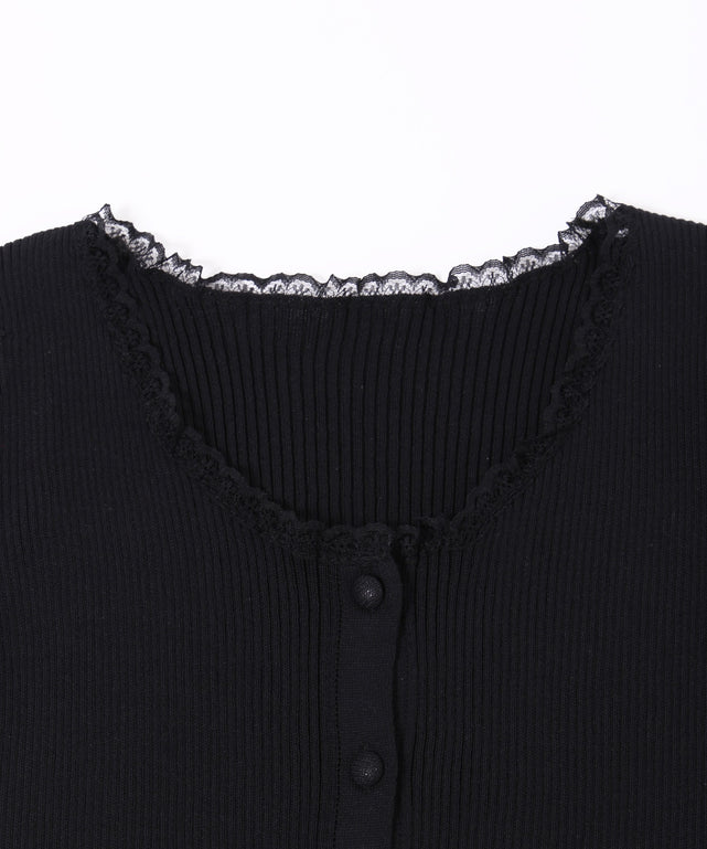 レースパイピング半袖ニッカーディガン