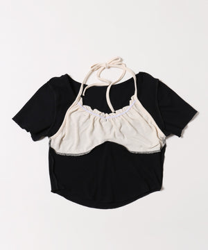 ホルターネックドッキングTシャツ