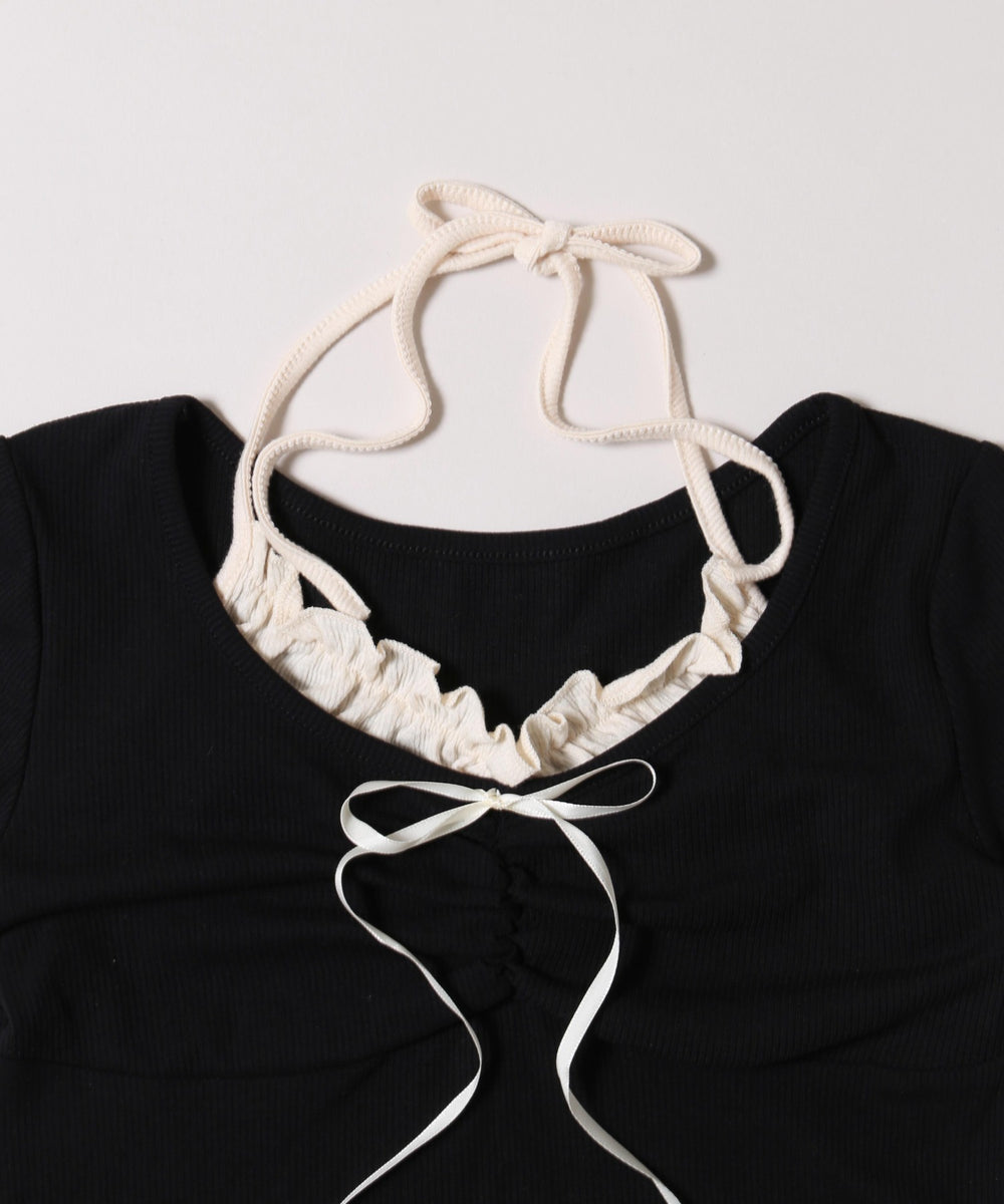 ホルターネックドッキングTシャツ