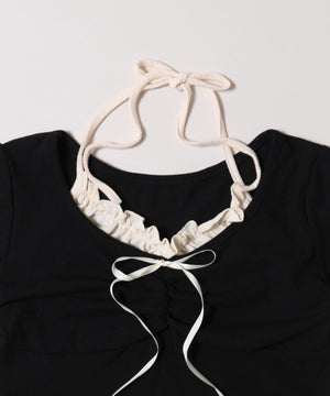 ホルターネックドッキングTシャツ