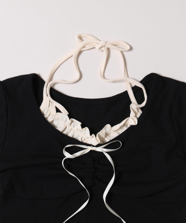 ホルターネックドッキングTシャツ