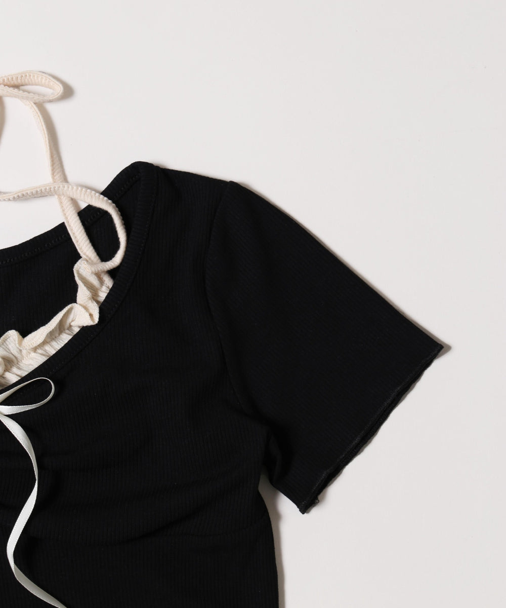 ホルターネックドッキングTシャツ