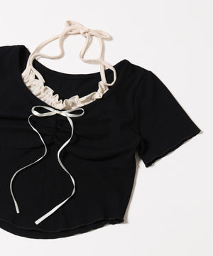 ホルターネックドッキングTシャツ