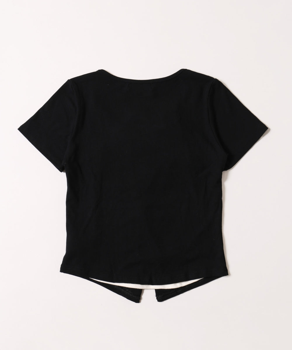 ミニリボンデザインホルターネックTシャツ