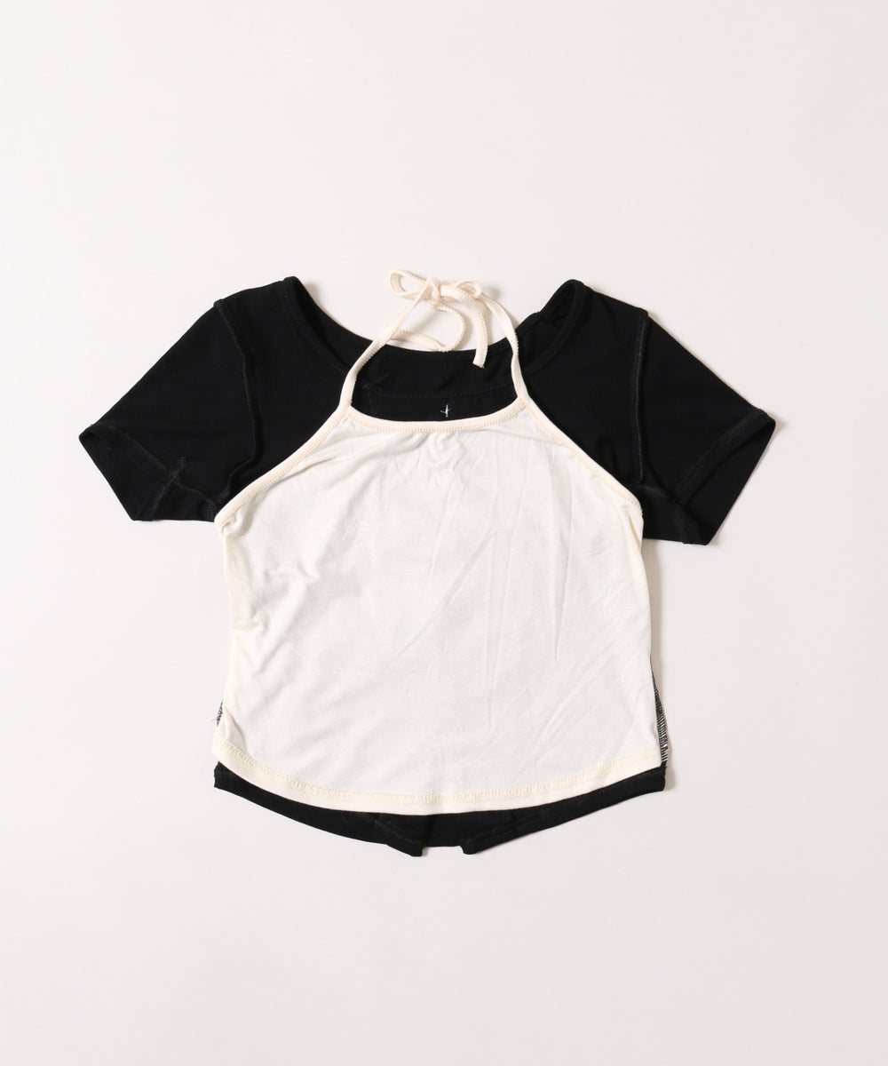 ミニリボンデザインホルターネックTシャツ