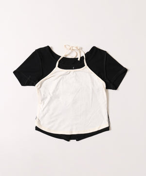 ミニリボンデザインホルターネックTシャツ