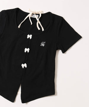 ミニリボンデザインホルターネックTシャツ