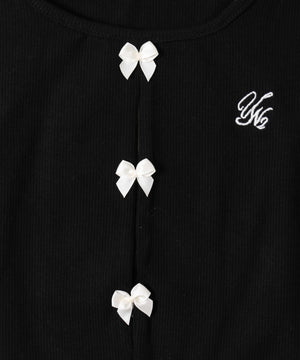 ミニリボンデザインホルターネックTシャツ