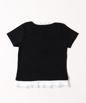 レースポイントフェイクレイヤードTシャツ