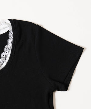 レースポイントフェイクレイヤードTシャツ