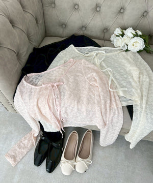 リボンレースカーディガン