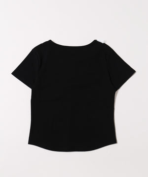 フロントギャザーレースネックTシャツ