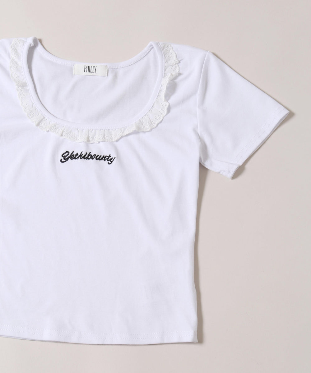 レースネックTシャツ