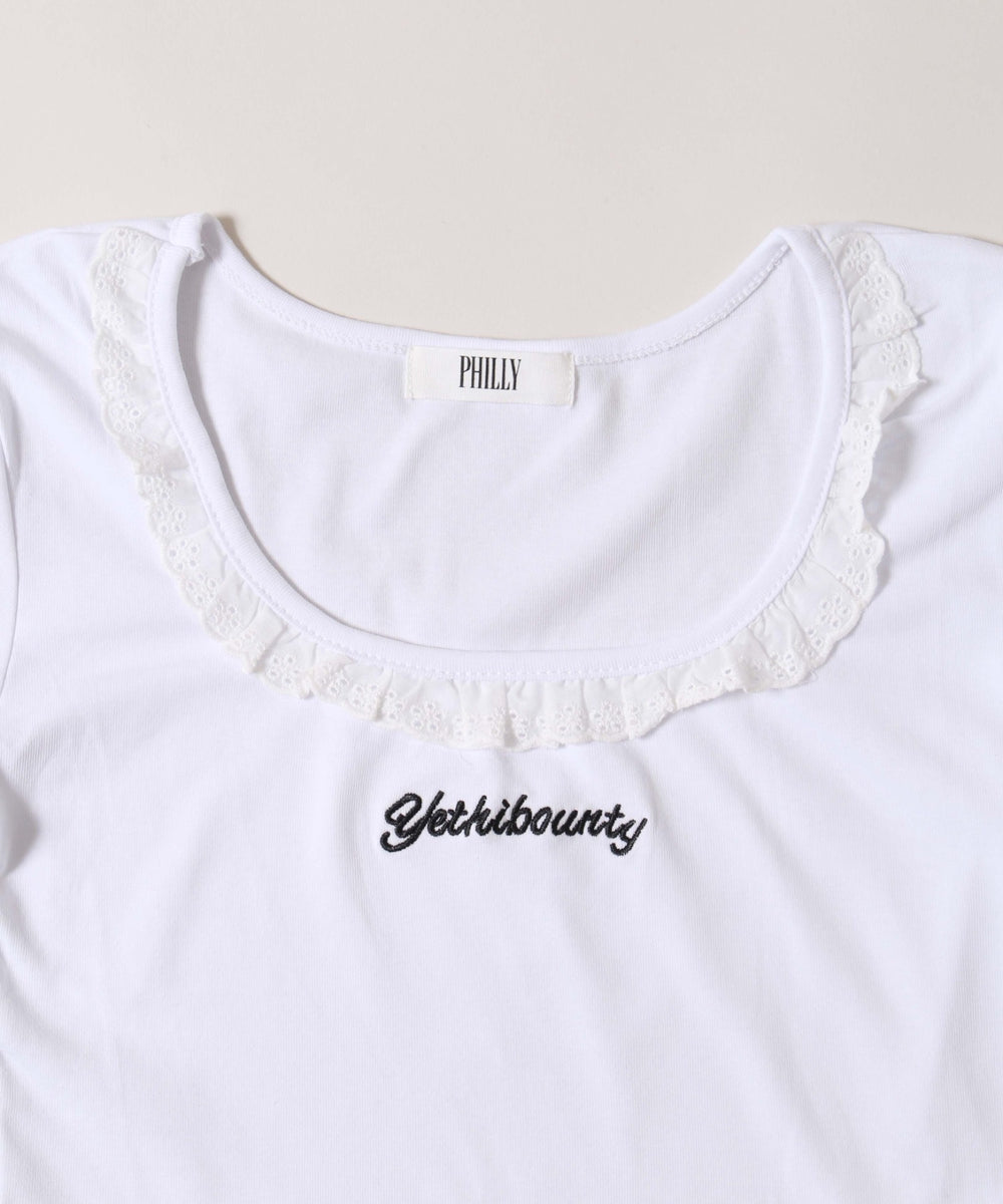 レースネックTシャツ