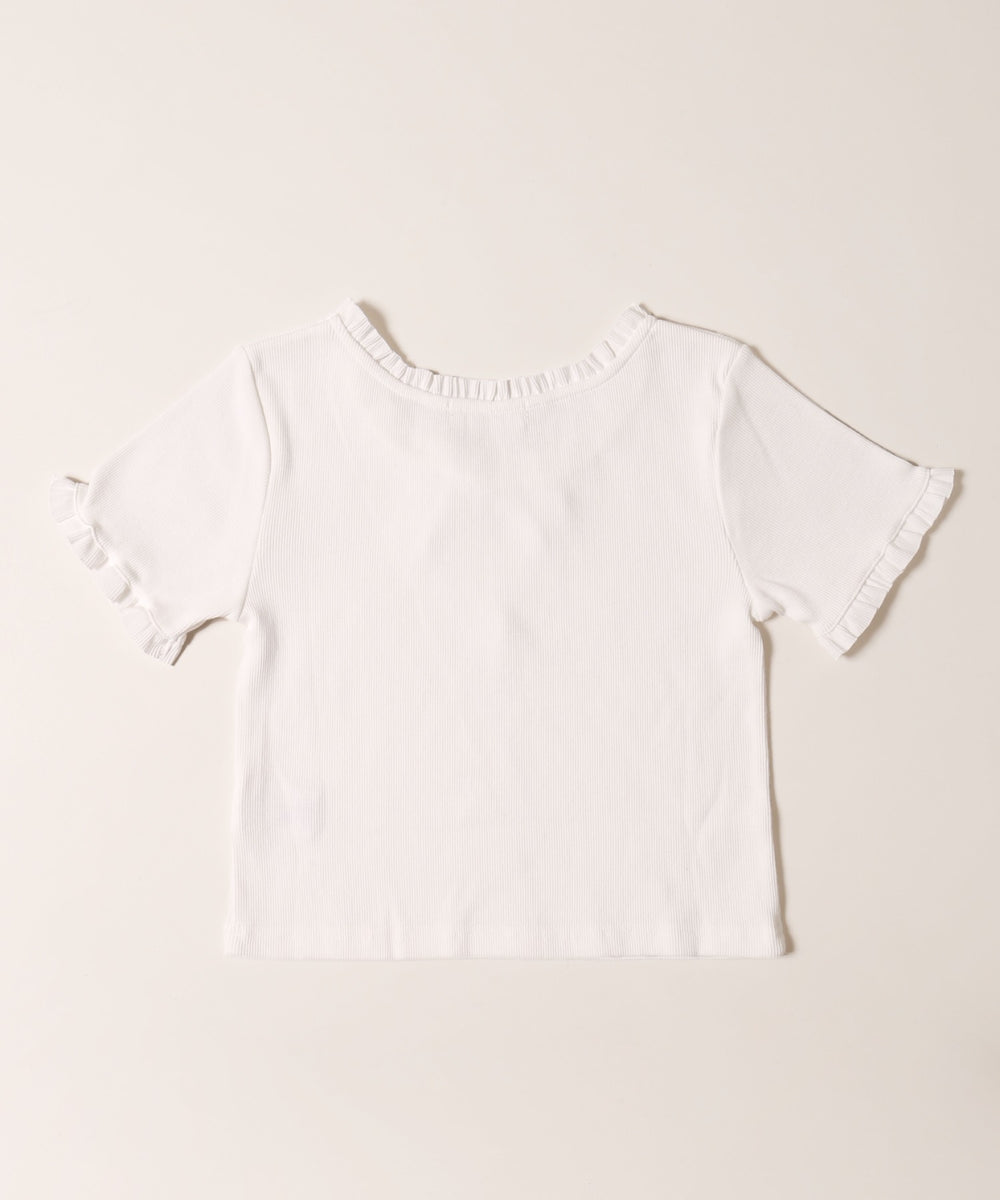 ロングリボンフリルリブTシャツ