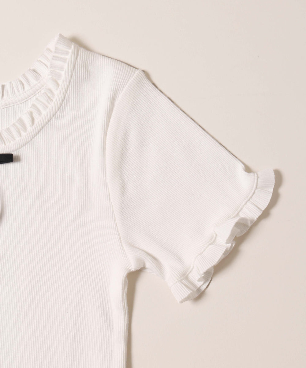 ロングリボンフリルリブTシャツ