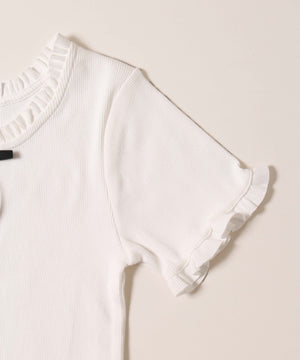 ロングリボンフリルリブTシャツ