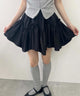 ランダムヘムギャザースカート/ブラック モデル：160㎝ F着用