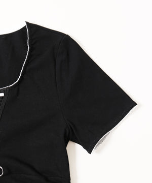 リボンレースアップTシャツ