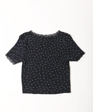 フラワープリントニットトップス