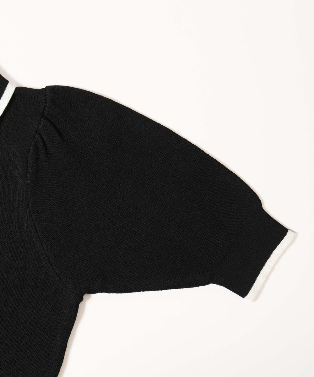 パフスリーブラインニットポロシャツ