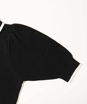 パフスリーブラインニットポロシャツ