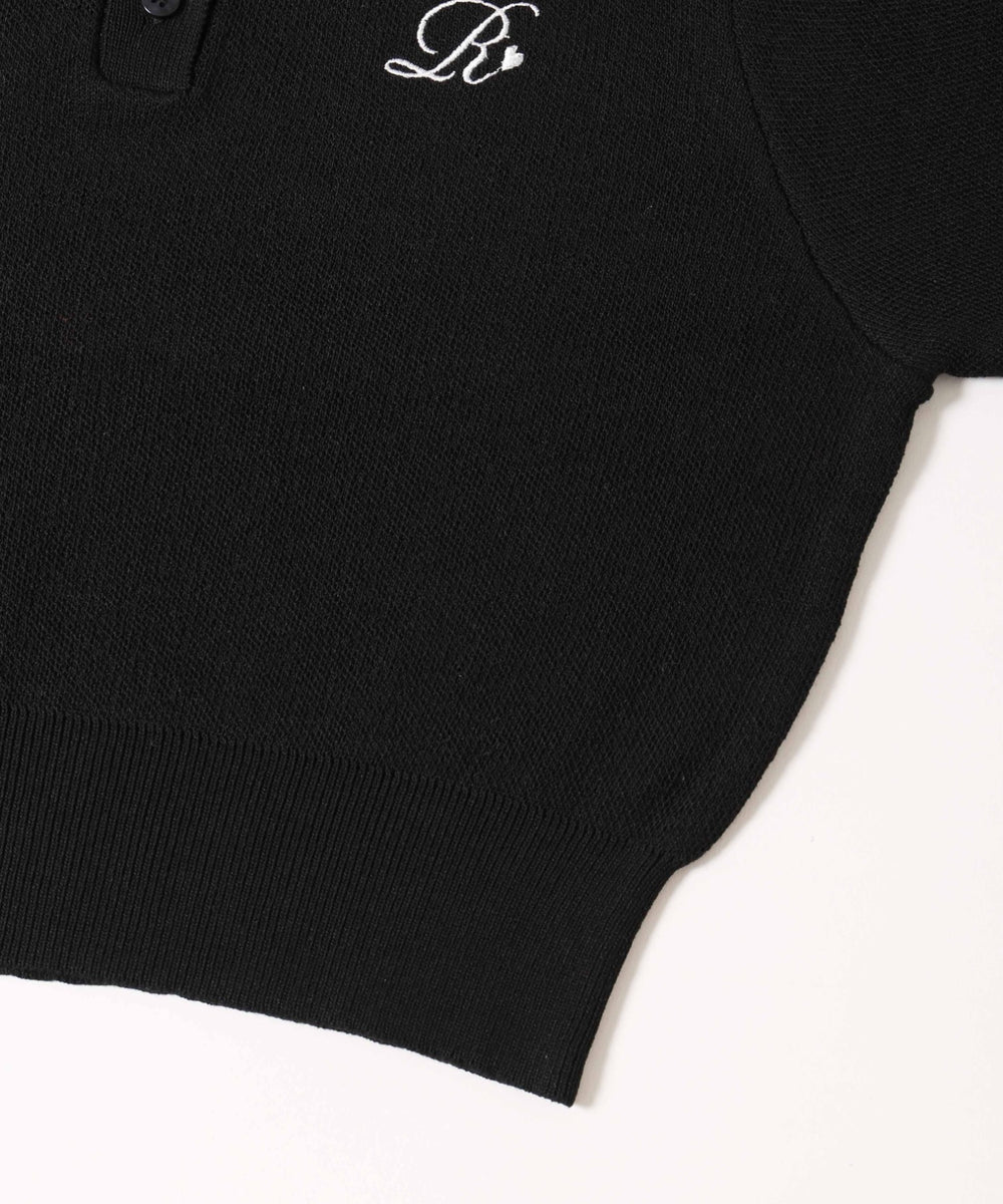 パフスリーブラインニットポロシャツ