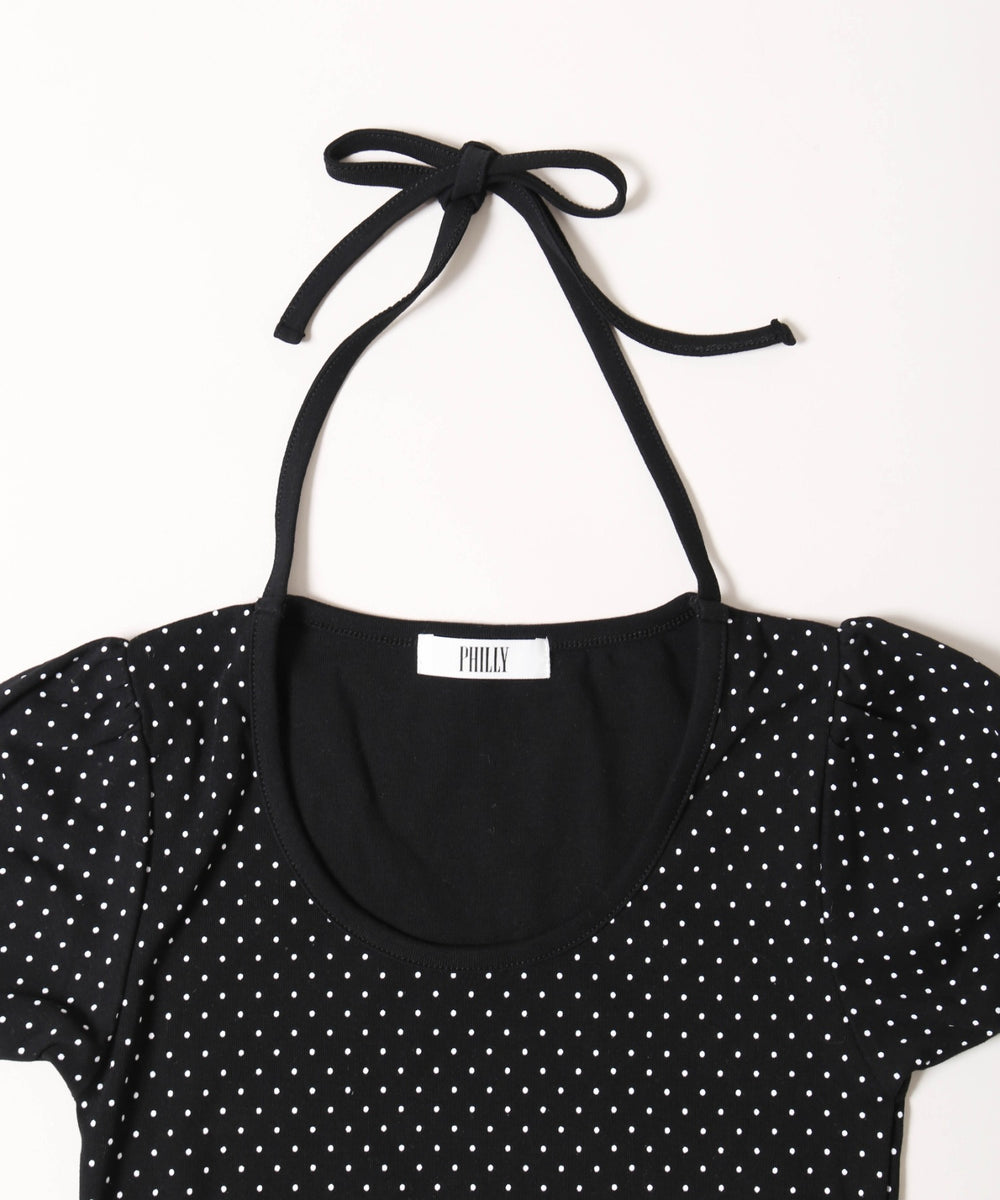 チョーカーデザインドットトップス