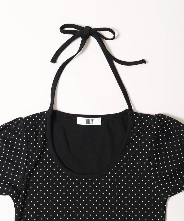 チョーカーデザインドットトップス