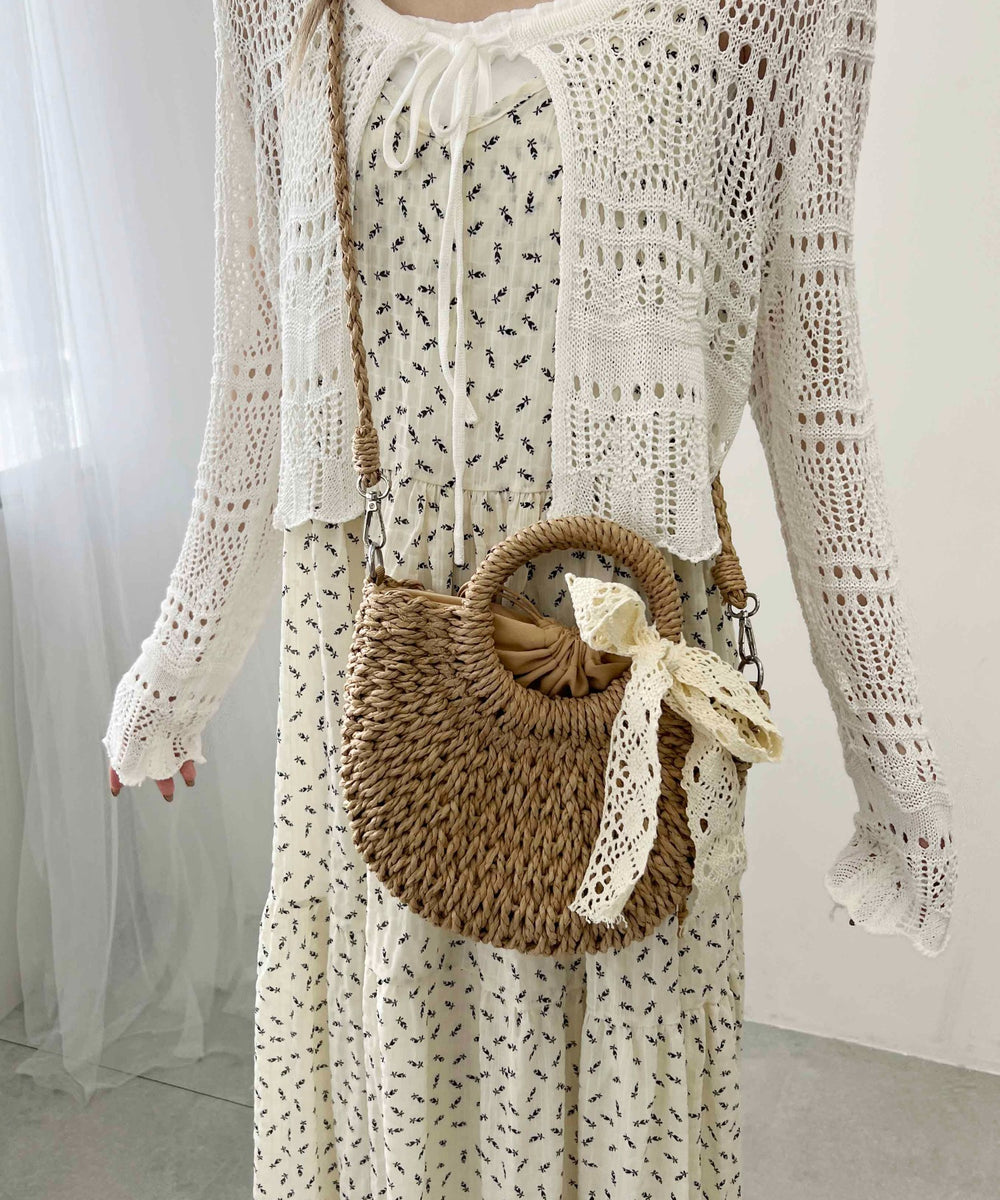 レースリボンメッシュバッグ