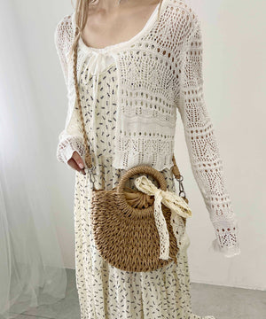 レースリボンメッシュバッグ