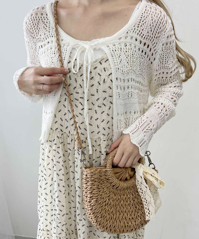 レースリボンメッシュバッグ