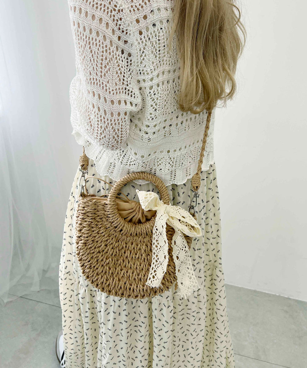 レースリボンメッシュバッグ