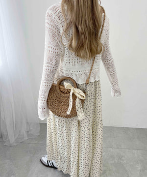 レースリボンメッシュバッグ