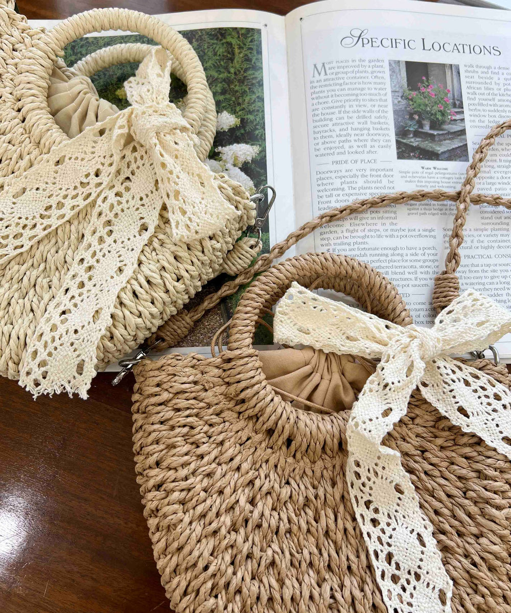 レースリボンメッシュバッグ