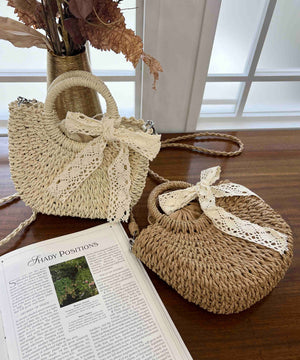 レースリボンメッシュバッグ