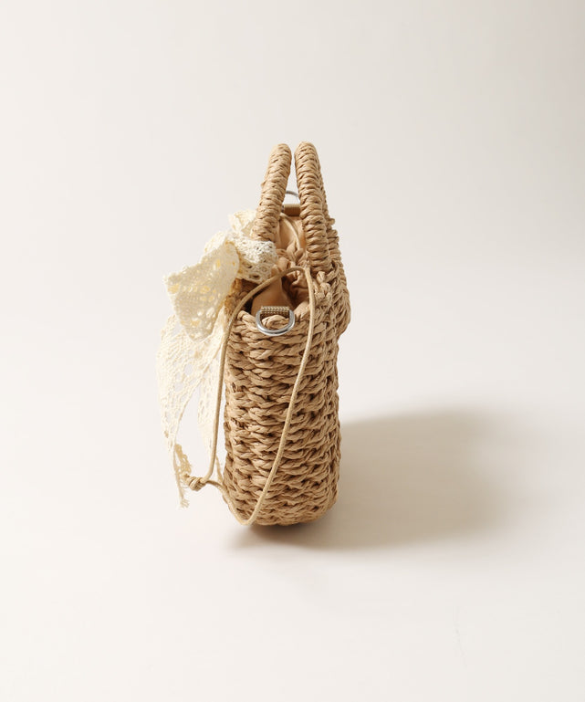 レースリボンメッシュバッグ