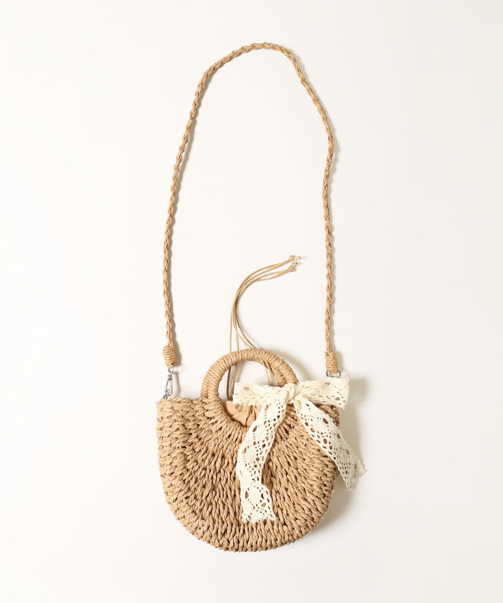 レースリボンメッシュバッグ