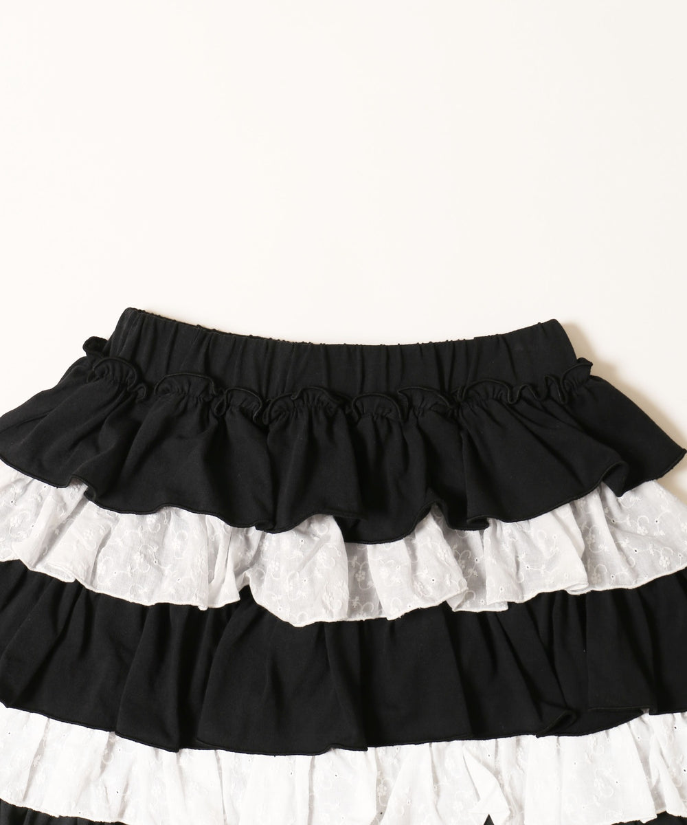 カットレースメロウティアードミニスカート