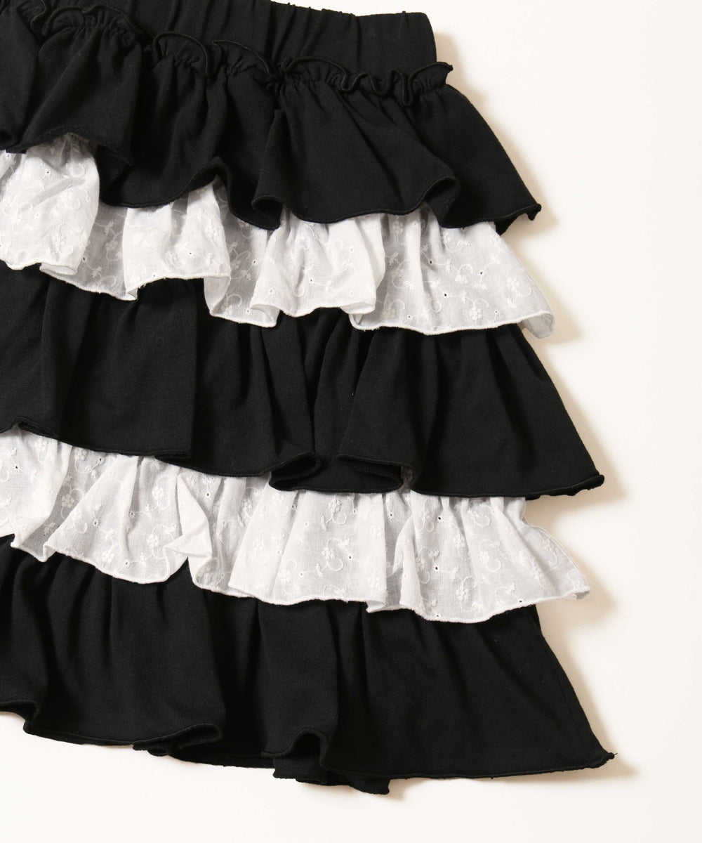 カットレースメロウティアードミニスカート