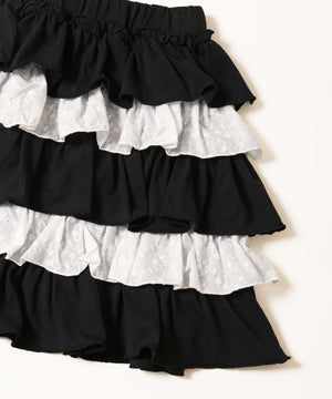 カットレースメロウティアードミニスカート