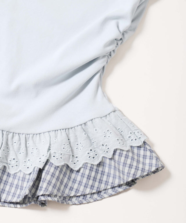 レースヘムショルダーリボントップス