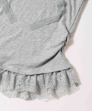 リボンセットレースデザイントップス