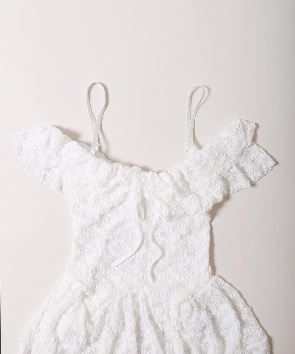 オフショルレースキャミワンピース