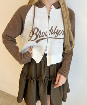 カレッジロゴショートニットパーカー